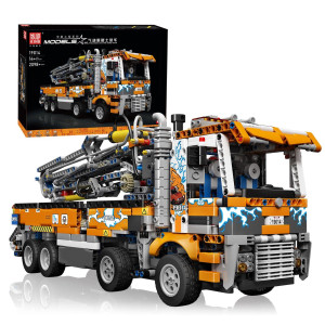 Mould King 19014 Technology Pneumatic Concrete Pump Truck Heavy Duty Tow Truck Building Block Model Crane Toy For Children 20