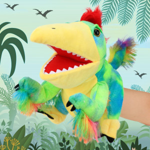 Cuteoy Plush Caudipteryx Hand Puppet Stuffed Animal Toy Open Movable Mouth Creative Role Play Storytelling Dinosaur Plushies Gif