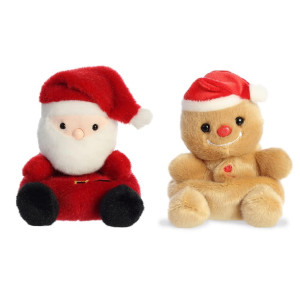 Aurora World Small Palm Pals 2 Piece Christmas Plush Bundle Santa Claus And Gingy Gingerbread Multicolored