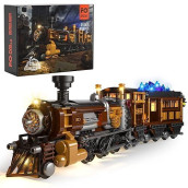 Funwhole Train Lighting Building Bricks Set - Steampunk Ore Train Led Light Building Set 1056 Pieces For Adults And Teens