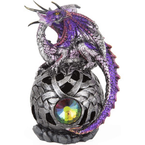 George S Chen Imports Purple Dragon On Light Up Led Orb 6 H Fantasy Decoration Collectible Figurines