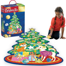 Peaceable Kingdom Shimmery Christmas Tree Floor Puzzle Giant Floor Puzzle For Kids Ages 3 Up Funshaped Puzzle Pieces Gr