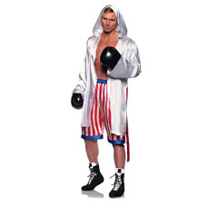 Underwraps Satin Boxing Costume - Couple'S Two Piece Boxer Halloween Costume Set, Men'S Champ Robe & Shorts Set, American Flag Boxer Shorts Costume, Xx-Large