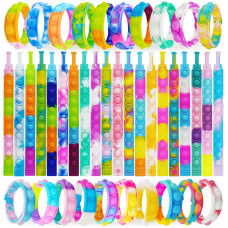 120 Pcs Pop Bubble Bracelet Fidget Toys Pop Wristband Fidget Bulk Toy For Party Favors Halloween Christmas Valentine Gifts Stu