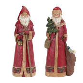 Melrose Set Of 2 Red And Green Santa Christmas Figurine 13"