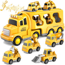 Ihaha Construction Toys For 1 2 3 4 5 6 Years Old Boys Toddlers 5 In 1 Carrier Trucks Cars Toys For Toddler Boy Girl Birthday