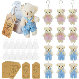 12 Set Miniature Teddy Bears 47 Inch Stuffed Mini Couple Jointed Bear For Diy Keychain Souvenirs Birthday Wedding Xmas Decor