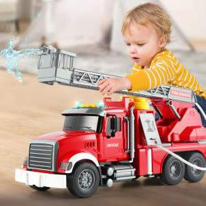 Dwi Dowellin Kids Fire Truck Toys For 3 4 5 6 Years Old Boys Fire Rescue Vehicle With Shooting Waterlights And Sounds