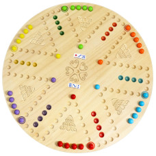 Kathfly Marble Board Game Wooden Wahoo Board Game Double Side Painted Board Game With 6 Colors 36 Marbles 6 Dice For Adults Fami