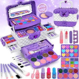 Kids Makeup Kit For Girl Gifts 54Pcs Teensymic Toys Washable Little Girls Princess Make Up Toys For 4 5 6 7 8 9 Year Old Girl B