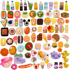 Muyizi 100Pcs Miniature Food With Storage Box Mini Food Miniature Doll House Accessories Small Resin Doll Food Dollhouse Food Se