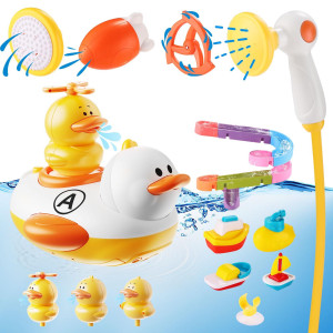 Think Wing Duck Bath Toys For Toddlers 13 Baby Electric Bathtub Water Spray Toy Infant Fun Bath Time 4 Shower Head Bath Toys