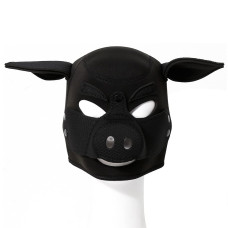 Quyu Piggy Mask Full Head Mask Neoprene Animal Head Mask Costume Pig Head Masks Black