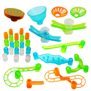 Marble Genius Marble Run Stunts Booster Set 30 Pieces Total 9 Action Pieces Including New Patented Trampoline Includes Free O