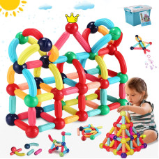 Mkbobean Magnetic Balls And Rods Set Diy Magnetic Sticks And Balls Building Set 3D Magnet Learning Education Stem Toys Toddle