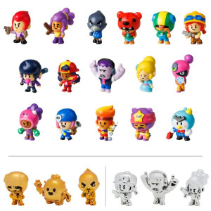 Pmi Brawl Stars Collectible Figures 12 Pack Deluxe Box Including 2 Silver And 1 Gold Characters S1 Random Brw2080