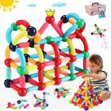 Mkbobean Magnetic Balls And Rods Set Diy Magnetic Sticks And Balls Building Set 3D Magnet Learning Education Stem Toys Toddle