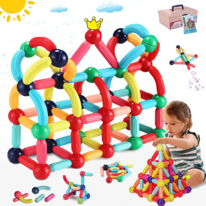 Mkbobean Magnetic Balls And Rods Set Diy Magnetic Sticks And Balls Building Set 3D Magnet Learning Education Stem Toys Toddle