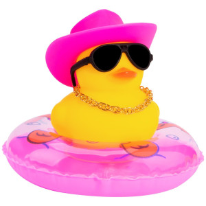 Wonuu Car Rubber Duck Yellow Duck Decoration Dashboard With Sun Hat Swim Ring Necklace Sunglasses For Car Dashboard Decorations