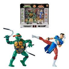 Bandai 2 Pack Teenage Mutant Ninja Turtles Michelangelo Vs Street Fighter Chunli Action Figures 6 And Turtle With Articul