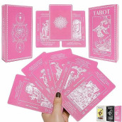 Sincerez Tarot Cards Deck for Beginners with Meanings On Them,Tarot Card with Guidebook (Pink)