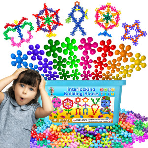 Curious 2 Learn 300 Pieces Building Blocks Kids Stem Toys Educational Building Toys Discs Sets Interlocking Solid Plastic For