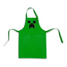 Minecraft Green Creeper Youth Kitchen Apron | Serving Chef Apron For Bbq Grilling And Cooking