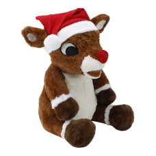 Dandee Rudolph The Rednosed Reindeer 125 Singing Walking Lightup Rudolph With Fun Hat Animatronic Plush Brown