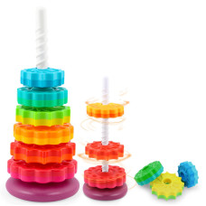 Baby Spinning Stacking Toy Toddler Rainbow Spinning Wheel Toy Learning Toys For 13 Year Old Spinning Toy In Starburst Shape