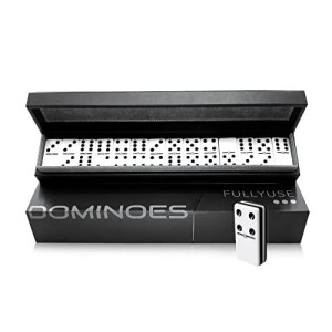 Premiumddominos Set For Adults Double Six Professional Tile Games With Spinners And Storage Case Black And White Set With Acr