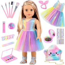 Unicorn Element 15 Pcs 18 Inch Doll Accessories Dress With Makeup Set For Generation Dolls Clothes And Accessories Doll Not