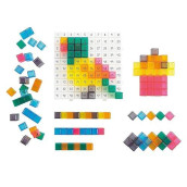 Edxeducation Pattern Activity Set - Steam Toy For Ages 5+ - Number Board - 150 Color Cubes - 16 Activities - Creative Designs, Numbers, Counting