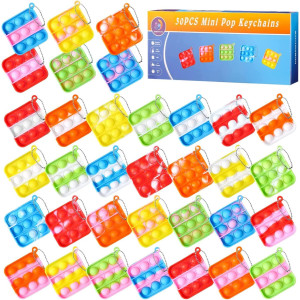 30Pcs Mini Pop Keychain Fidget Toys Small Toys For Pinata Stuffers Goodie Bags Stuffers Pop Bulk Fidget Keychain Toy For Kids