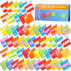 60Pcs Mini Pop Keychain Fidget Toys Pinata Stuffers Goodie Bags Stuffersfidget Keychain Bulk Toy For Kids Party Favors Wrap P