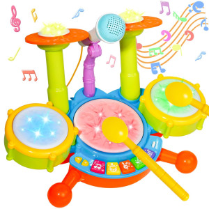 Drum Set For Toddlers 13 Toys For 1 Year Old Boy Birthday Gift Kids Drum Set Musical Toys For Toddlers 13 Baby Drum Set Wit