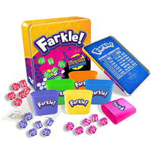 Farkle Deluxe Dice Games Set Includes 36 Colorful Dice 6 Rolling Cups Rolling Tray And Score Sheets The Classic Pushyourluc