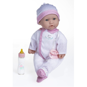 Jc Toys La Baby Caucasian 16-Inch Small Soft Body Baby Doll La Baby | Washable |Removable White And Pink Outfit W/Hat, Pacifier & Magic Bottle | For Children 12 Months +