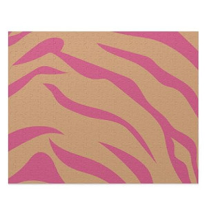 Onetify Pink Leopard Stripes Jigsaw Puzzle 500-Piece