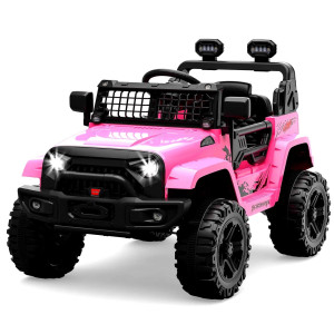 Ride On Truck Car 12V Kids Electric Vehicles With Remote Control Spring Suspension Led Lights Bluetooth 2 Speeds