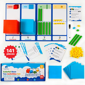 Simply Magic 141 Pcs Base Ten Blocks For Math Math Manipulatives K3 Unit Blocks 1St 2Nd 3Rd Grade Counting Blocks Kinderg