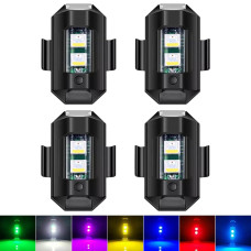 4Pcs Led Strobe Lights 7 Colors Drone Anticollision Lights Rechargeable Night Warning Light For Car Motorcycle Aircraft Rc Boat