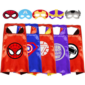 Vosoe Superhero Capes And Masks Double Side Dress Up Costumes Christmas Cosplay Festival Birthday Party Favors For Kids Thanos