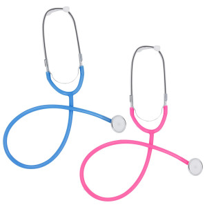 Zcaukya Kids Stethoscope 2 Pack Real Working Nursing Stethoscope For Kids Role Play Doctor Game Blue And Pink