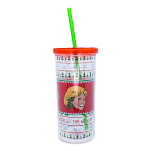 Silver Buffalo The Golden Girls Holiday Sweater Plastic Carnival Cold Cup With Reusable Straw And Leakproof Lid