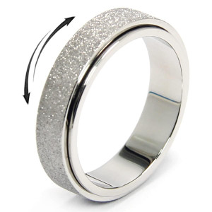 Titanium Stainless Steel Anxiety Ring For Women Men Spinner Fidget Ring Size 11 Width 6Mm Silver Band Sand Blasted Finished