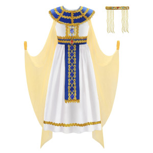 Relibeauty Egyptian Costume Kids Girls Halloween Pharaoh Costume For Girls 110 White