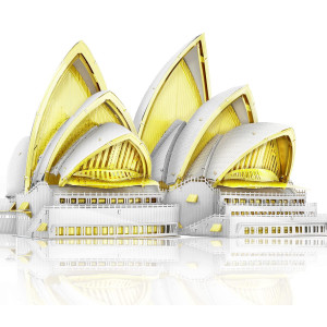 Piececool 3D Metal Models Building Kits Sydney Opera House Architecture 3D Puzzles Diy Crafts Kit Brain Teaser Puzzles For Famil