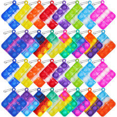 12Pcs Random Color Mini Pop Keychain Fidget Toy Push Bubble Pop Silicone Squeeze Sensory Toys Make Fun For Kids Anxiety Stress R