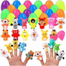 18Pcs Easter Eggs Prefilled With Animal Finger Puppets For Easter Party Favors Easter Basket Stuffers Easter Egg Fillers East