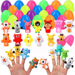 18Pcs Easter Eggs Prefilled With Animal Finger Puppets For Easter Party Favors Easter Basket Stuffers Easter Egg Fillers East